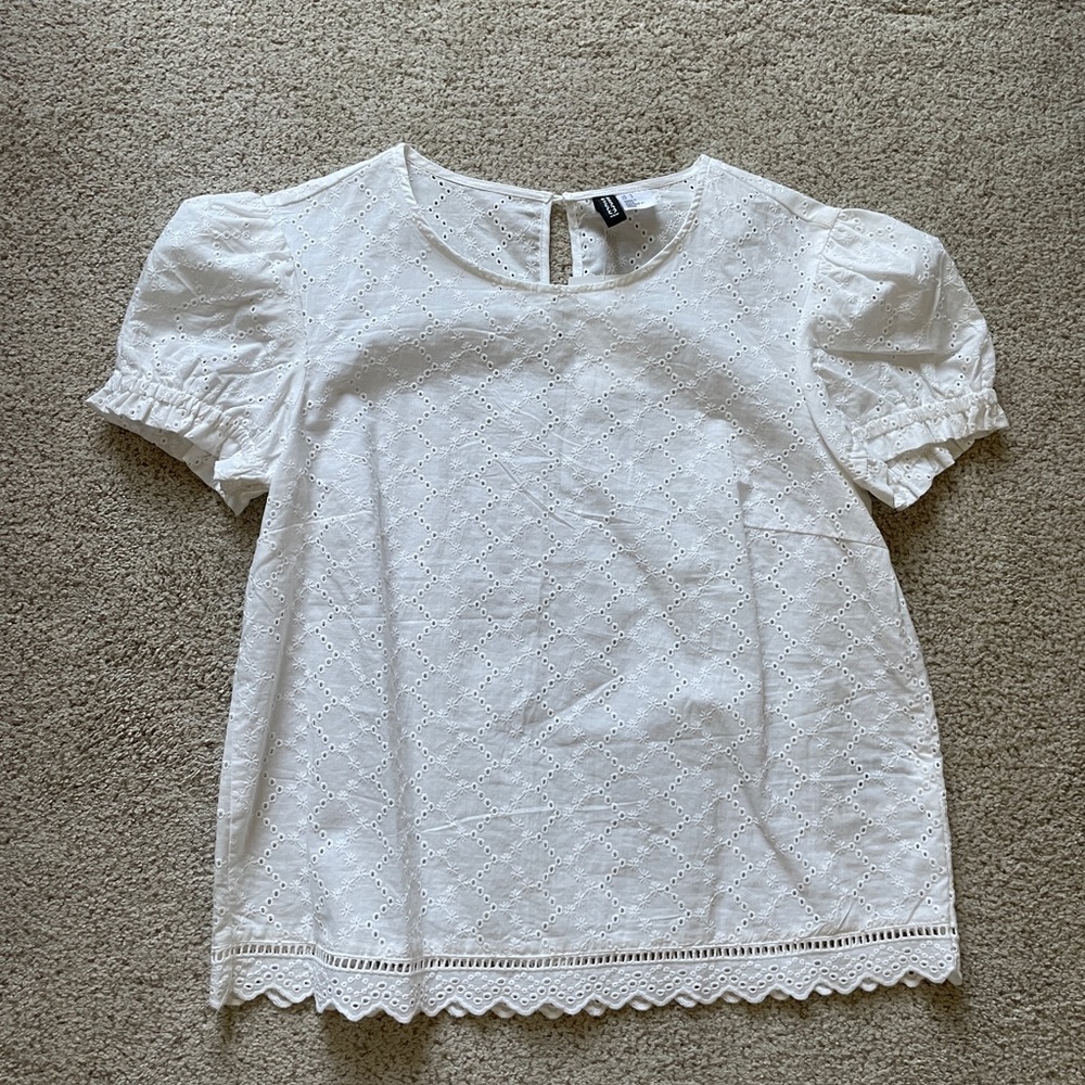 White eyelet top